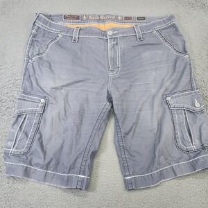 Rock Revival Cargo Shorts Mens 44 Blue Classic Denim Embroidered Pockets Casual